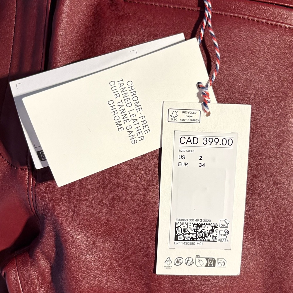 Perfect Moment H&M NWT 
Burgundy boot-cut genuine leather pants - Picture 13 of 14
